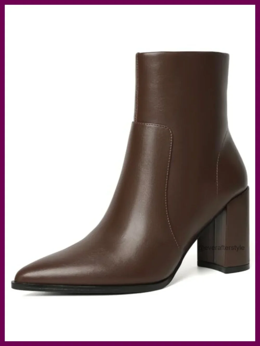 Chunky High Heel Ankle Booties with Block Heel Pointed Toe Slip On Leather Suede